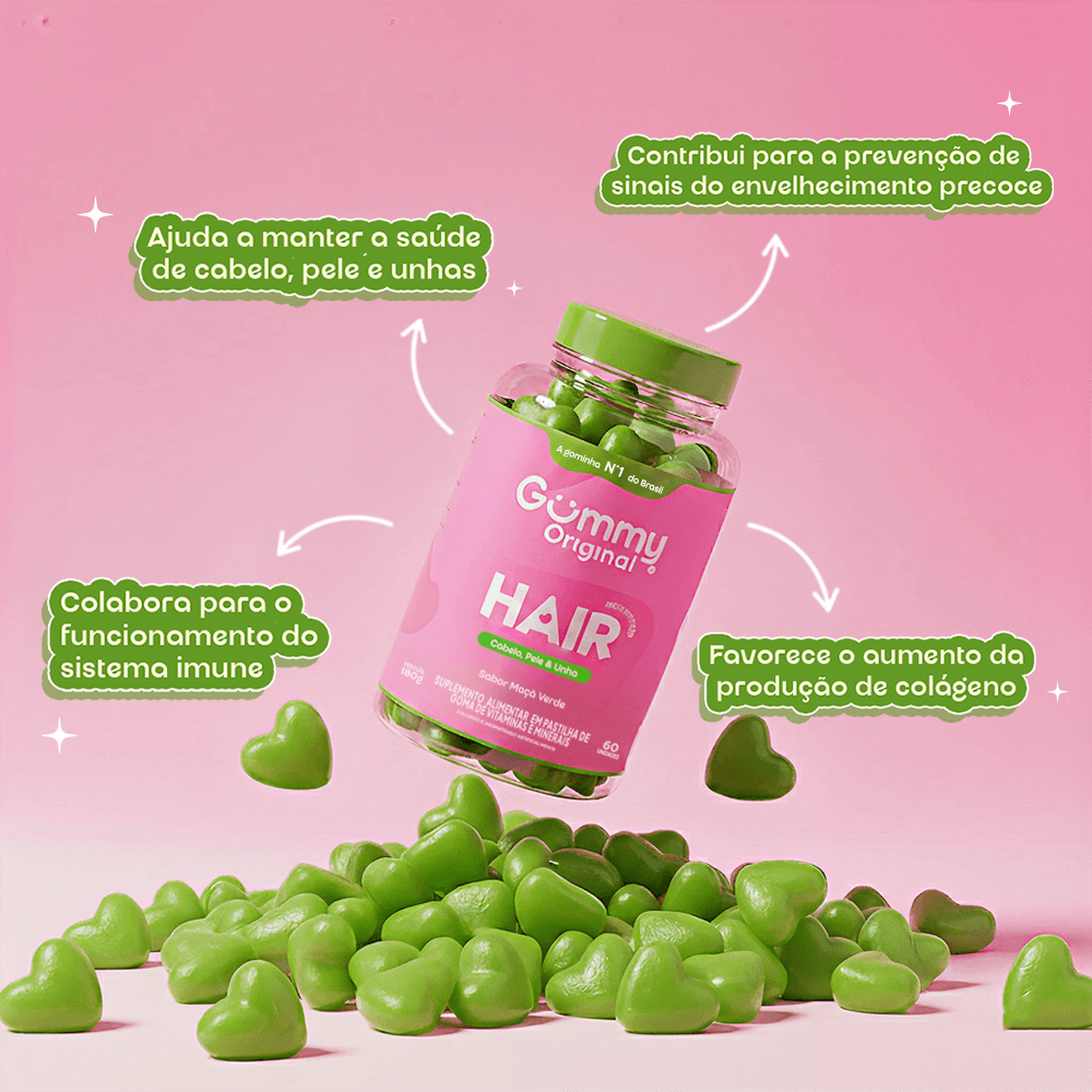1 - Gummy Hair® - Maçã Verde 180 g - Imagem 3